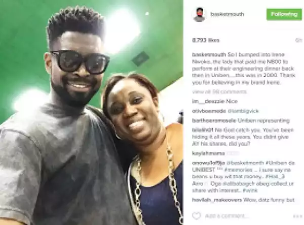 Basketmouth bumps into lady who paid him N800 to perform 16 years ago